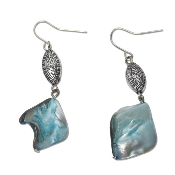 Vintage Iridescent Pearl Mother of Pearl Shell Necklace & Earring Set Coastal - Picture 12 of 12